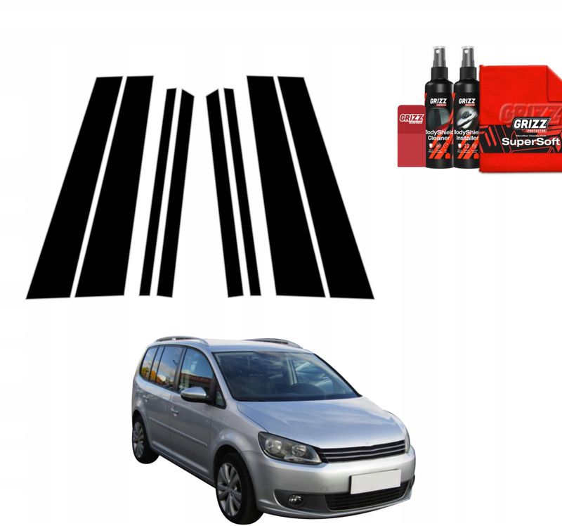 Folie mbrojtëse GrizzProtector BodyShield, 8in1, për Volkswagen Touran I MPV 5D 2010-2015, e zezë me shkëlqim