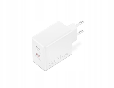 Полнач Lenovo Dual USB C 65W GaN, 2 порти USB C, за нотбук, бел