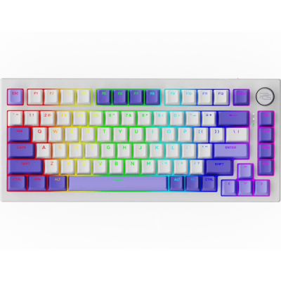 Tastierë gaming PROOVE Coupe, mekanike, wireless Bluetooth 5.3 2.4GHz, me ndriçim RGB, e bardhë