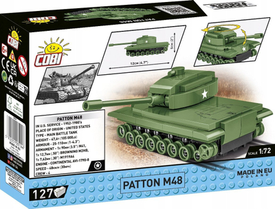 Blloqe ndërtimi Cobi PATTON M48, 127 pjesë, tank 1:72, shumngjyrsh