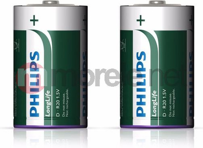 Батерии Philips LongLife D R20, 1.5V, пакување 2 парчиња