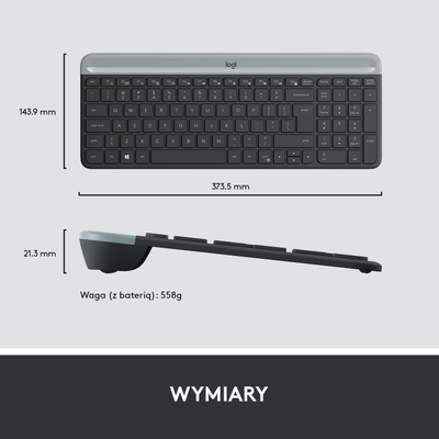 Set tastierë dhe mi Logitech MK470 Slim me tela, Full HD 1080p, i zi