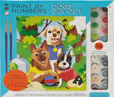 Set pikture me numra Bright Stripes IHeartArt Dogs Day Out, 16 ngjyra, për fëmijë 8+, shumëngjyrësh