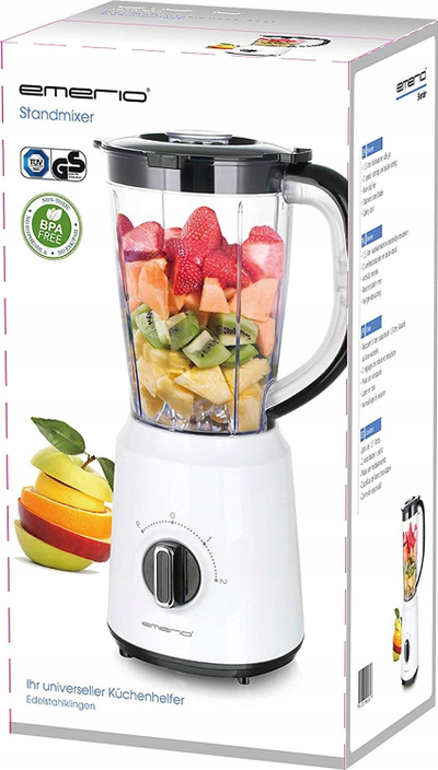 Mikser qëndror Emerio BL-124816, 500W, thikë inox 4 tehe, i bardhë e zi