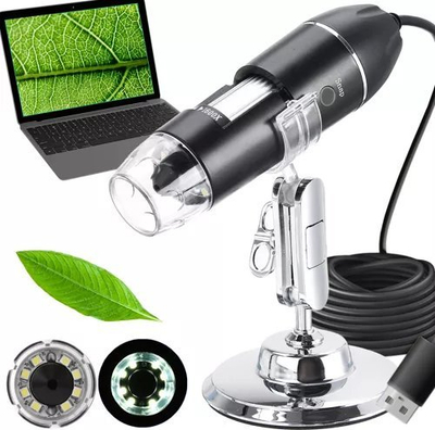 Mikroskop digjital USB 1600x 23762, 8 LED, me bazë, i zi