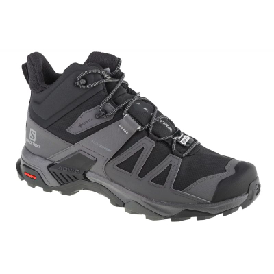 Планинарски чевли Salomon X Ultra 4 Mid Wide GTX M, за мажи, црно сиви