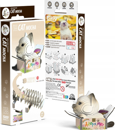 Puzzle 3D Safari Ltd Eugy Cat Mocha, komplet për ndërtim, për kalamaj