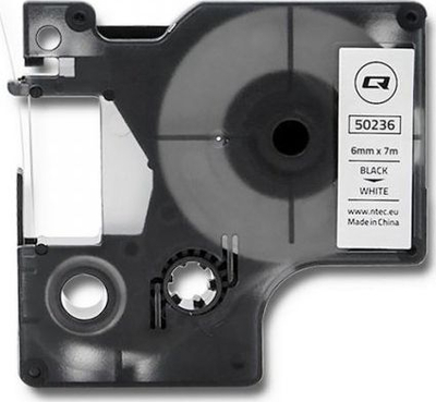 Shirit etiketues Qoltec për DYMO D1 43613, 6mm x 7m, bardhë me printim të zi