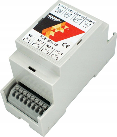 Modul rele RM5 12V DC 4 kanale, 5A 250V, për shinë DIN