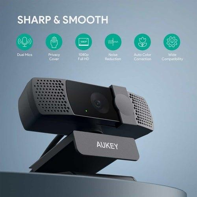 Webcam Aukey PC LM7, Full HD 1080p, me dy mikrofona, i zi