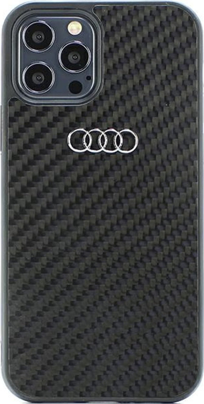 Futrollë telefoni Audi Carbon Fiber, për iPhone 12 12 Pro 6.1", hardcase, e zezë