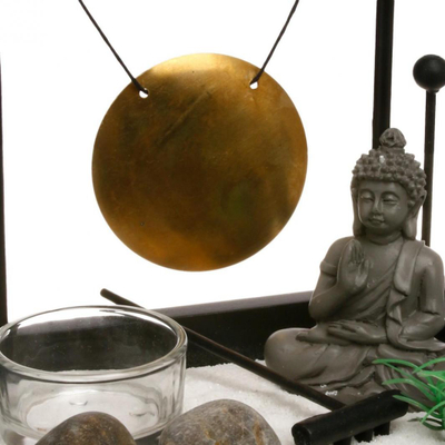 Kopsht zen dekorativ Atmosphera Zen Garden, me figurë Buddha, 12x15cm, bezhë e zezë