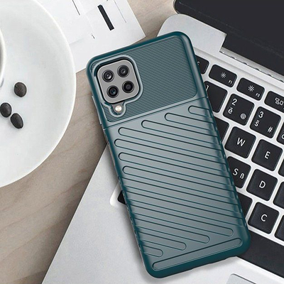 Maskë Thunder Case për Samsung Galaxy A22 4G, TPU i butë, mbrojtje e fortë, jeshile