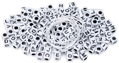 Set rruza Brewis Letter Beads White Cube, 20g, kordelë 1m, të bardha