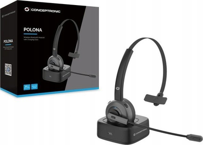 Kufje Bluetooth Conceptronic POLONA, me mikrofon, me stacion karikimi, e zeze