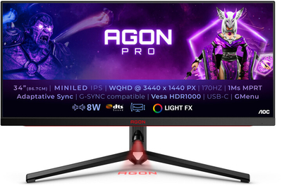Monitor AOC AG344UXM - Mini LED, 34", UW-QHD, i zi