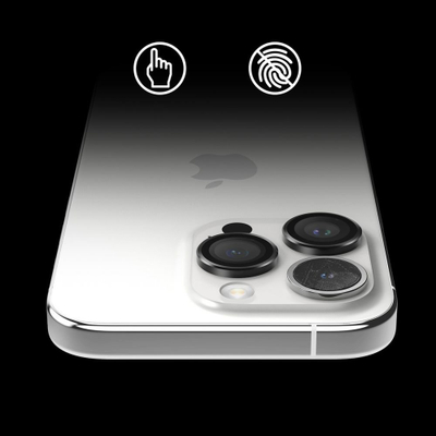 Mbrojtëse lente kamere Ringke për iPhone 15 Pro, xham i kalitur, aliazh alumini, e zezë