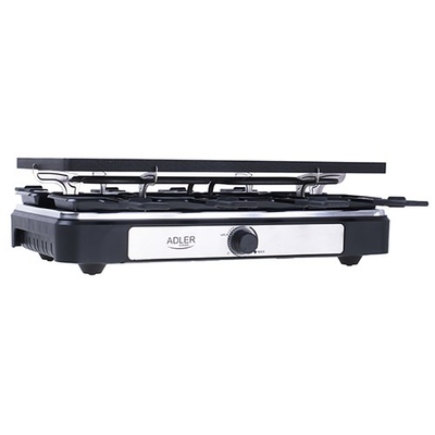 Grill elektrik Adler AD 6616 Raclette 4 në 1, 1400W, për 8 persona, i zi