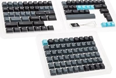 Set keycaps Ducky Skyline PBT Tripleshot, 133 taste, layout ANSI US, gri blu
