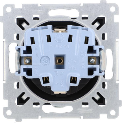 Prizë murale Kontakt Simon 54 Schuko DGSz1CZ.01/49, modul me perde mbrojtëse, 16A 250V, e zezë mat