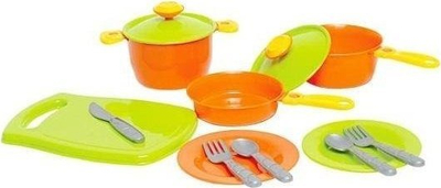Сет кујна играчка Технок 3251 P18, послужавник со лонец и тава, сива