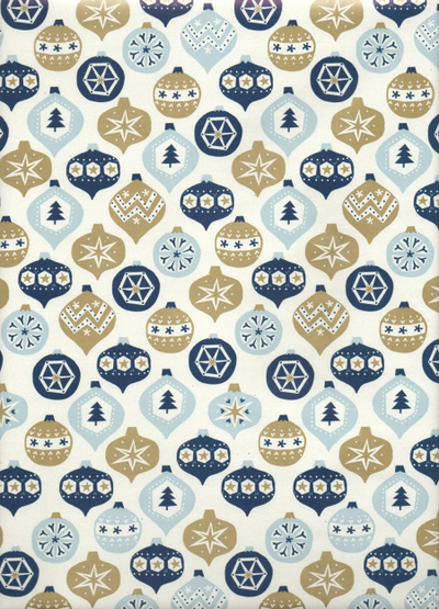 Letër paketimi Präsenta Christmas, rrotull 5 m x 70 cm, me motiv festash, blu, e artë edhe e bardhë