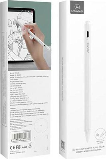 Дигитално пенкало USAMS US-ZB223, за iPad, врв 1.5 mm, бело