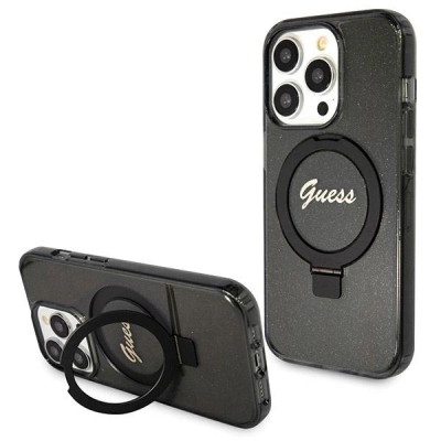 Futrollë telefoni Guess GUHMP13XHRSGSK për iPhone 13 Pro Max, me MagSafe, e zezë me shkëlqim