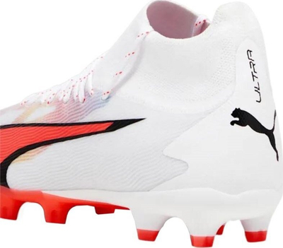 Këpucë futbolli Puma Ultra Pro FG AG M 107422 01, për fushë të thatë edhe artificiale, të bardha me të kuqe