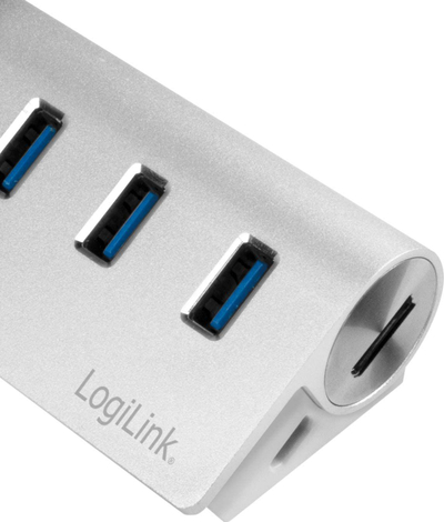 USB разградувач LogiLink CR0045, 3 USB 3.0 порти, читач на SD картички, сребрен