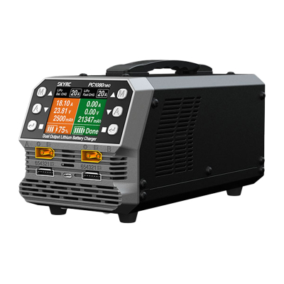 Karikues baterish SkyRC PC1080neo, dy kanale, ekran me ngjyra, i zi