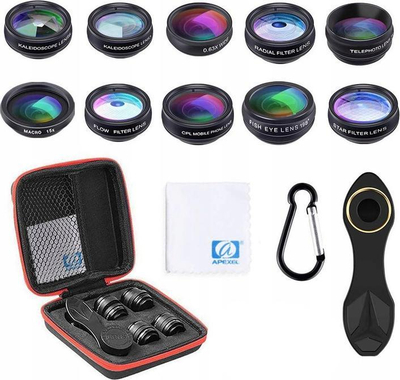 Set lentesh telefoni Apexel APL-DG10, 10 në 1, universal