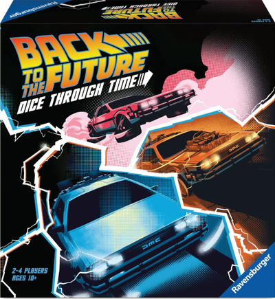 Lojë tavoline Ravensburger Back to the Future Dice Through Time, strategjike me bashkëpunim, 2-4 lojtarë, shumëngjyrëshe