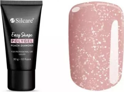 Xhel akrilik për thonj Silcare Easy Shape PolyGel Peach Diamond, 30g, ngjyrë pjeshkë me shkëlqim