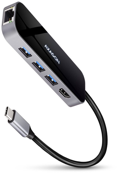 Stacion dokimi Axagon HMC-6GL USB C, HDMI GLAN USB, 60W, gri