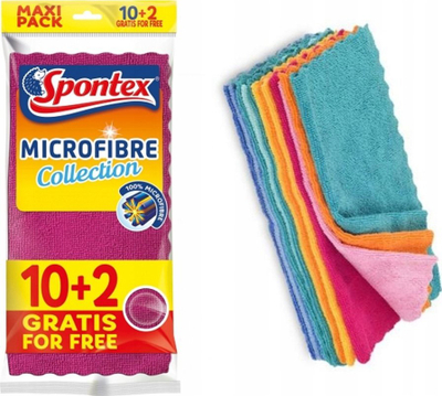 Lecka mikrofibre Spontex Microfibre Collection, set me 12 copë, 30 x 30 cm, me ngjyra të ndryshme