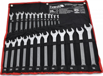 Set çelësash të kombinuar Tvardy T00653, 25 copë, 6-32mm, çelik CRV