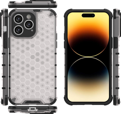 Mbulesë telefoni Hurtel Honeycomb për iPhone 14 Pro, hibride e fortë, e tejdukshme