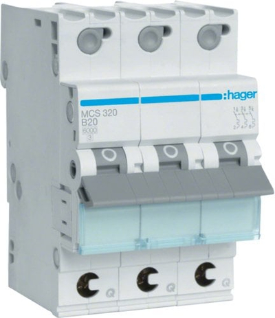 Ndërprerës automatik Hager MCS320, 20A, tip C, 3 module