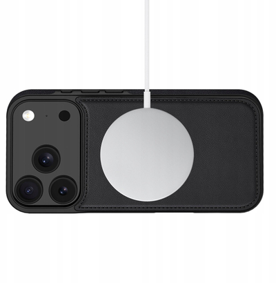 Kapotë-portofol Tech-Protect Wallet MagSafe për iPhone 17 Pro, lëkurë eko, boçe mbajtëse, e zezë mat