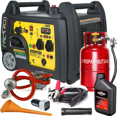 Gjenerator inverter Champion Dual Fuel 3500W, 3150W gaz, me nisje elektrike, i zi