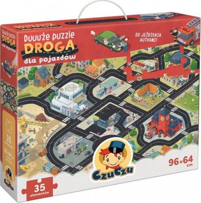 Puzzle për dysheme Bright Junior Media Biiiig Road for Vehicles, plan qyteti, puzzle i madh