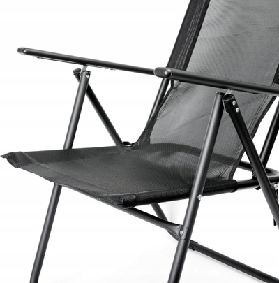 Karrige palos që e çon kudo për kopsht edhe kamping Folding Garden Chair, 62x45x102 cm, mban gjer 120 kg, e zezë