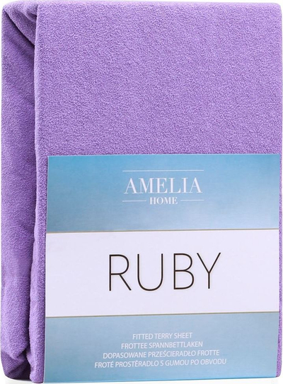 Чаршаф со гума AmeliaHome Ruby, фротир памук, 200 x 160-180 cm, виолетов