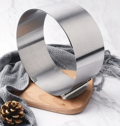 Formë rrethore për tortë Cake Tin Confectionery, që çahet e rregullohet 16–30 cm, çelik inox, ngjyrë argjendi
