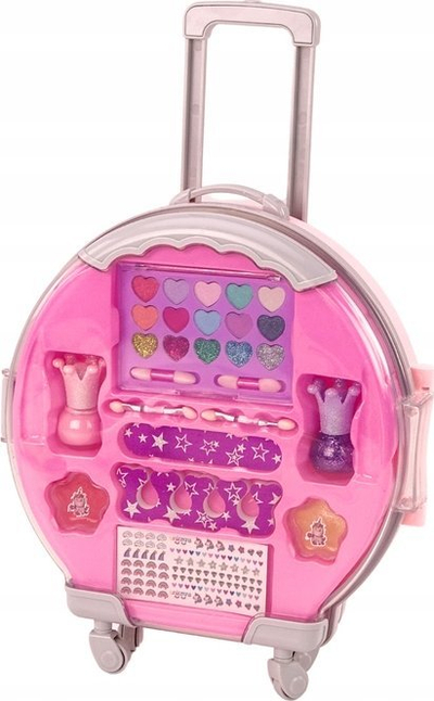 Set kozmetike lodër LEAN Toys Blam Beauty, me valixhe, për kalamaj, rozë