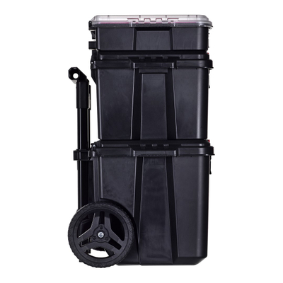 Sistem modular veglash Keter Stack N Roll 250927, me rrota, dorezë teleskopike, i zi