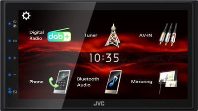 Moniceiver për veturë JVC KWM180DBT, Double DIN, Bluetooth hands free, DAB+, lidhje për kamerë të pasme