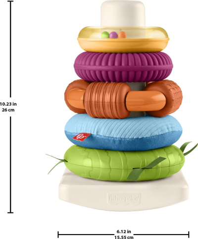 Lodër grumbulluese Fisher-Price Rock-a-Stack Roly-Poly, shqisore, shumëngjyrëshe
