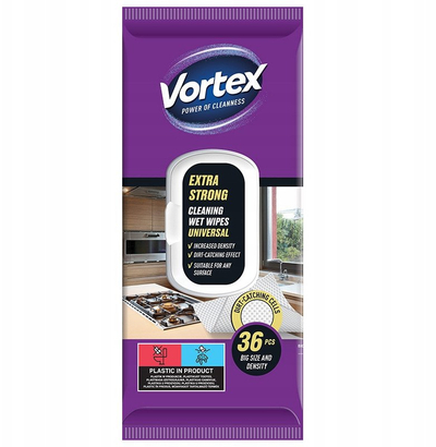 Shirita të lagura pastruese VORTEX Moist Cleaning Wipes, për përdorim nga të gjitha, 36 copë